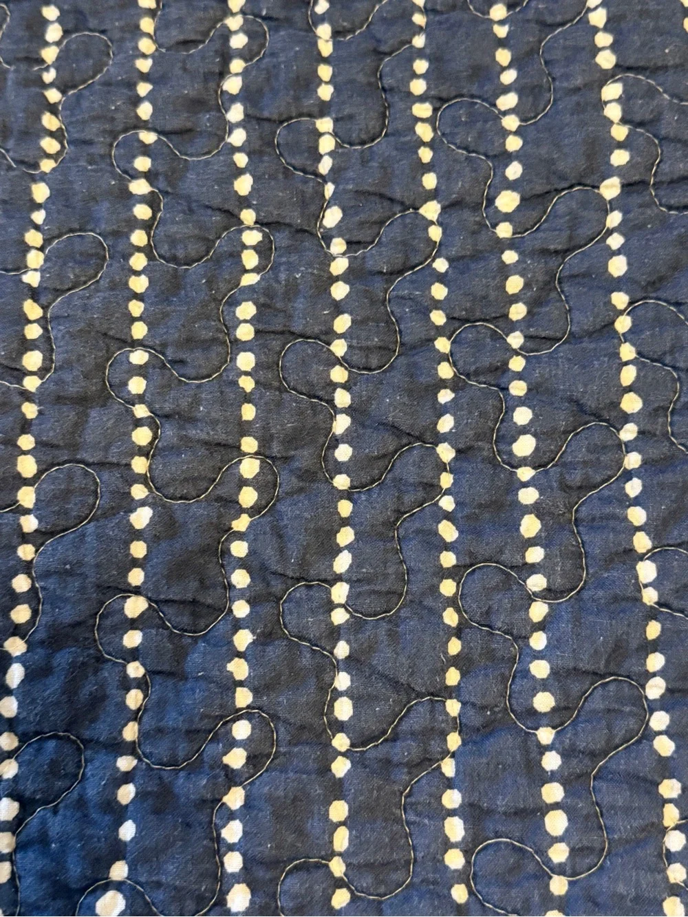 Navy and White Patchwork Quilted Reversible Bedspread - Full/Queen